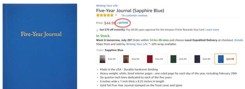 Amazon Prime Seller – Writing Your Life
